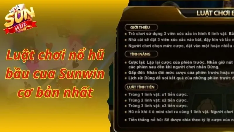 Luật chơi nổ hũ bầu cua Sunwin cơ bản nhất